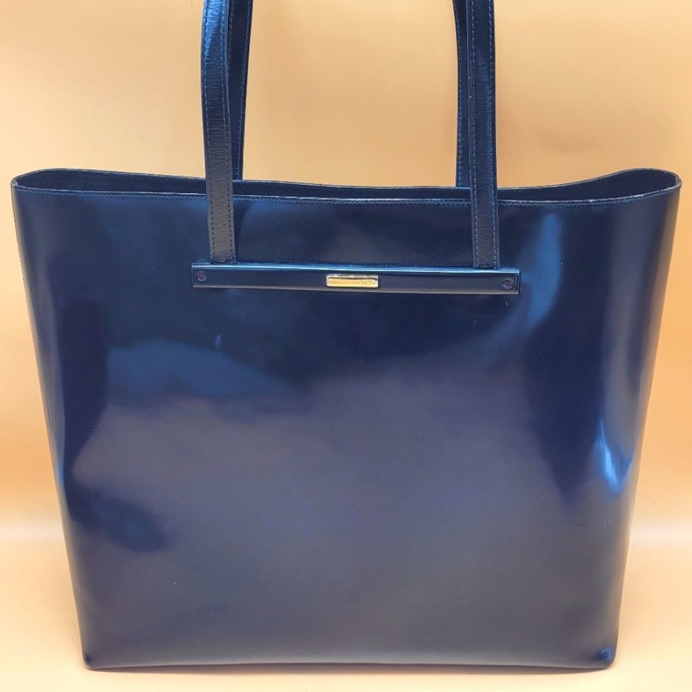 Gucci Navy Blue Patent Leather Tote